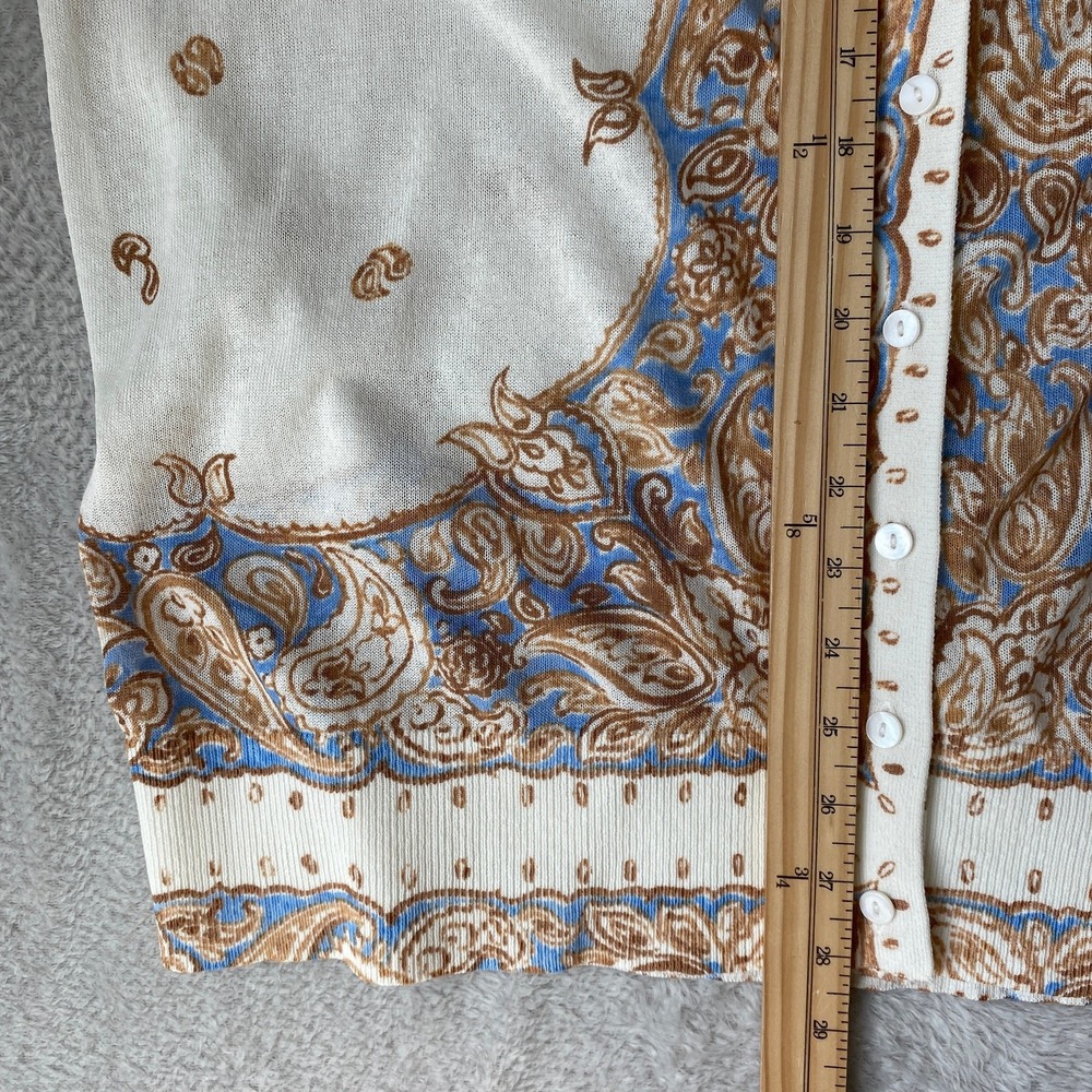 Martha Steward Paisley Cardigan Sweater Women XL Tan Moroccan Boho Cottagecore - Picture 5 of 11